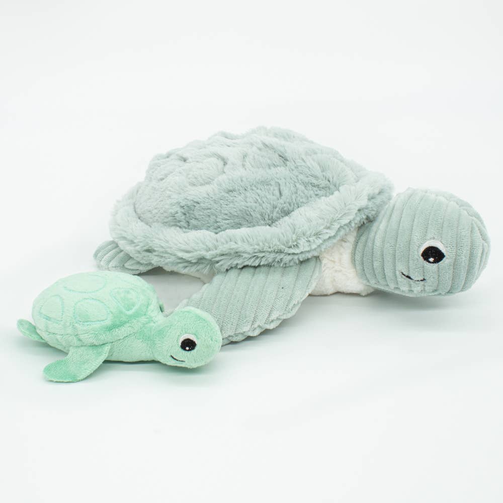 LES PTIPOTOS - 30CM MUM&BABY TURTLE PLÜSCH MINT