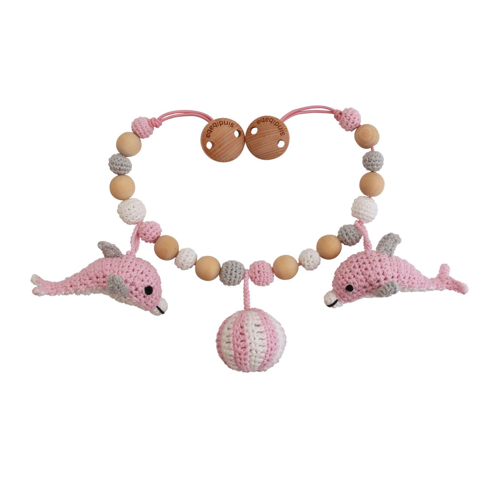 Sindibaba - Häkel Delphin Kinderwagenkette groß Farbe rosa