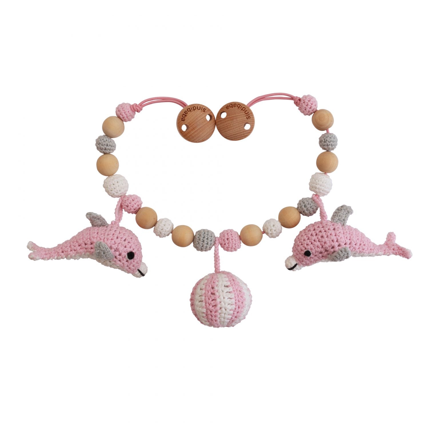 Sindibaba - Häkel Delphin Kinderwagenkette groß Farbe rosa