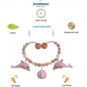 Sindibaba - Häkel Delphin Kinderwagenkette groß Farbe rosa