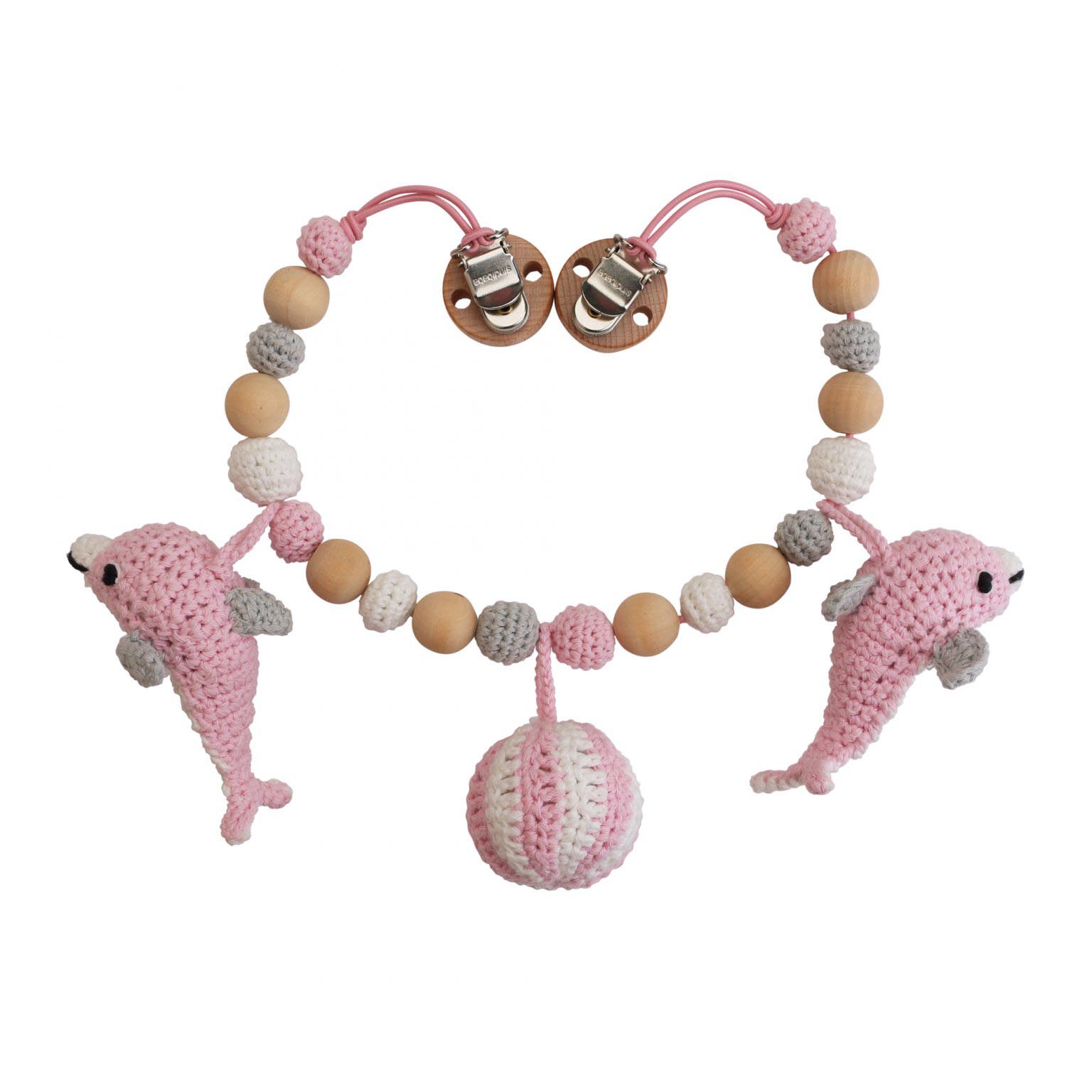 Sindibaba - Häkel Delphin Kinderwagenkette groß Farbe rosa