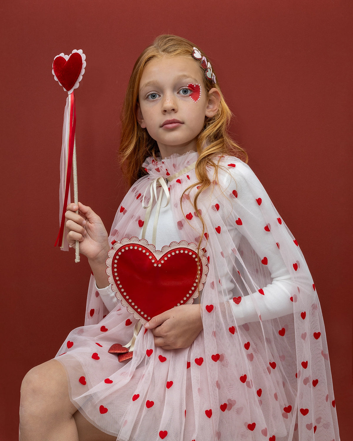 Mimi und Lula Scalloped heart bag -  Herztasche rot