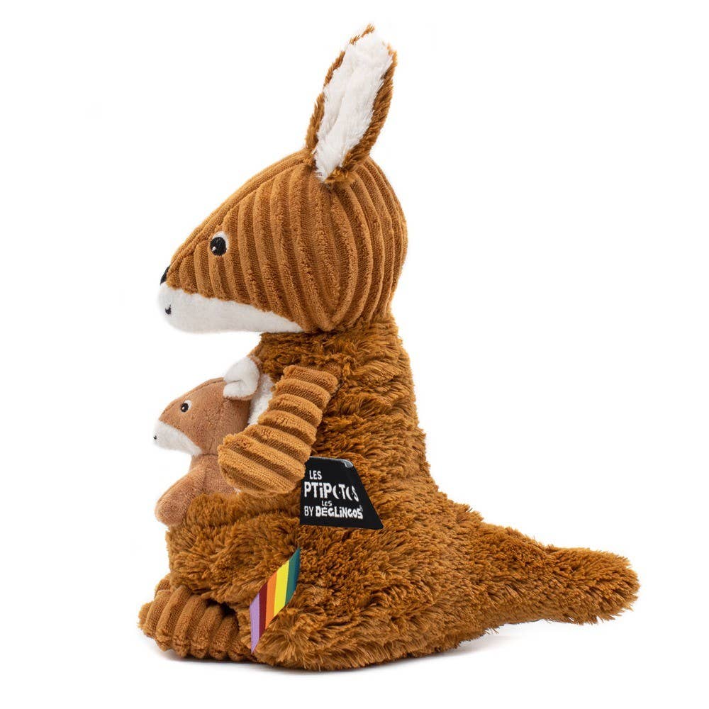 LES PTIPOTOS - 3CM MAMA & BABY KÄNGURU PLÜSCH BRAUNER ZUCKER