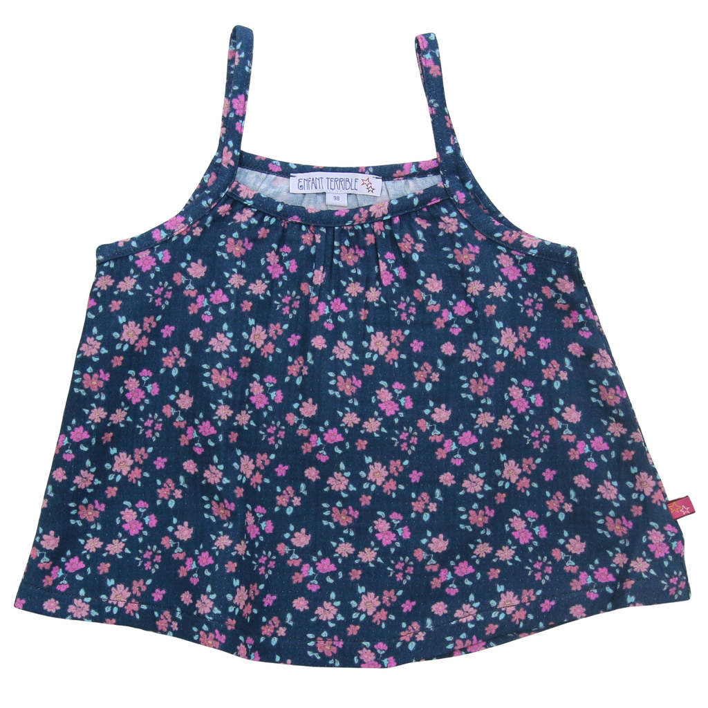 ENFANT TERRIBLE - Musseline Trägertop mit Miniblümchendruck in midnight/dark magenta -40% reduziert!
