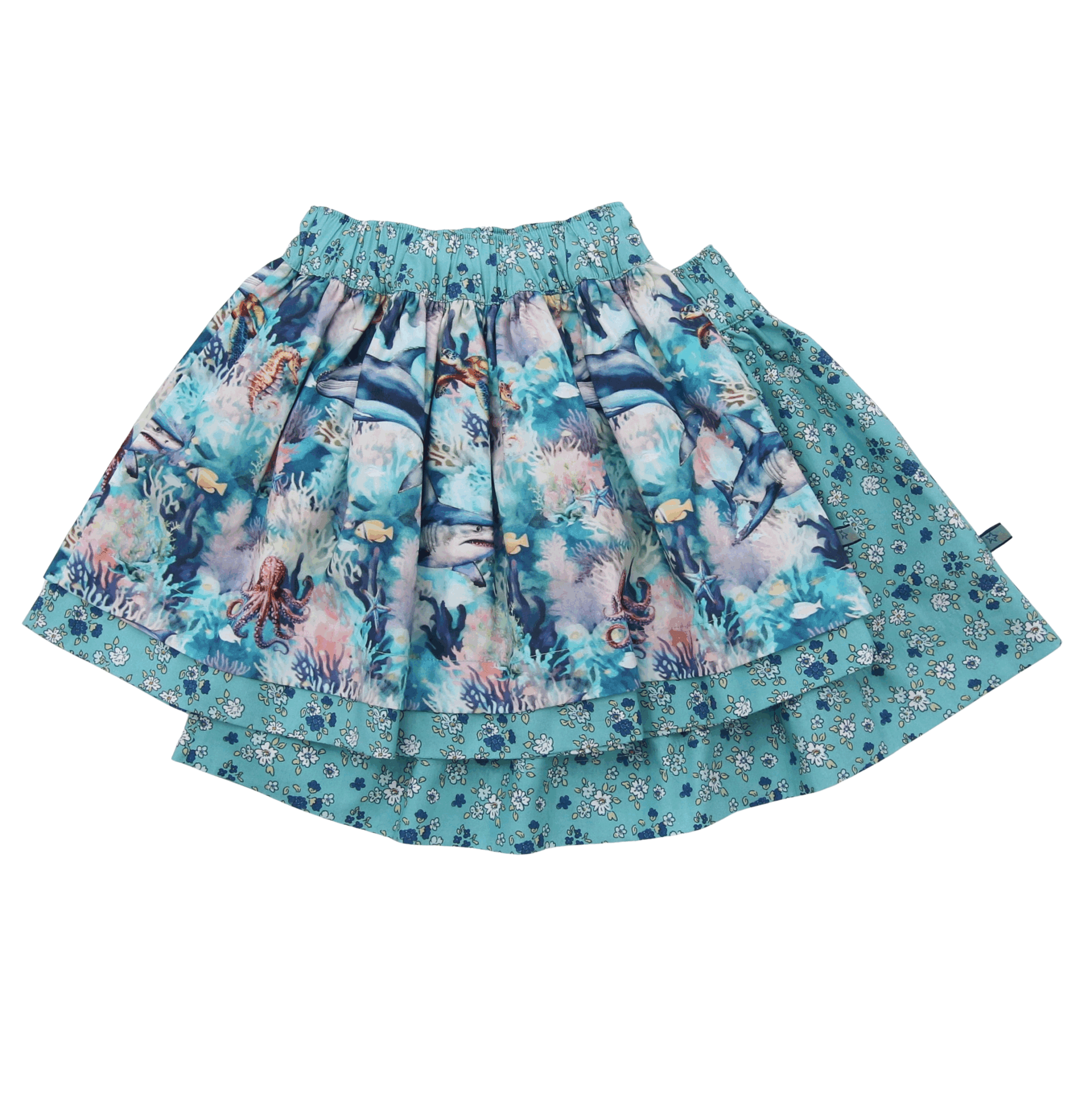 ENFANT TERRIBLE - Wenderock mit Unterwasser und Miniblümchendruck in türkis/blau -40% reduziert!