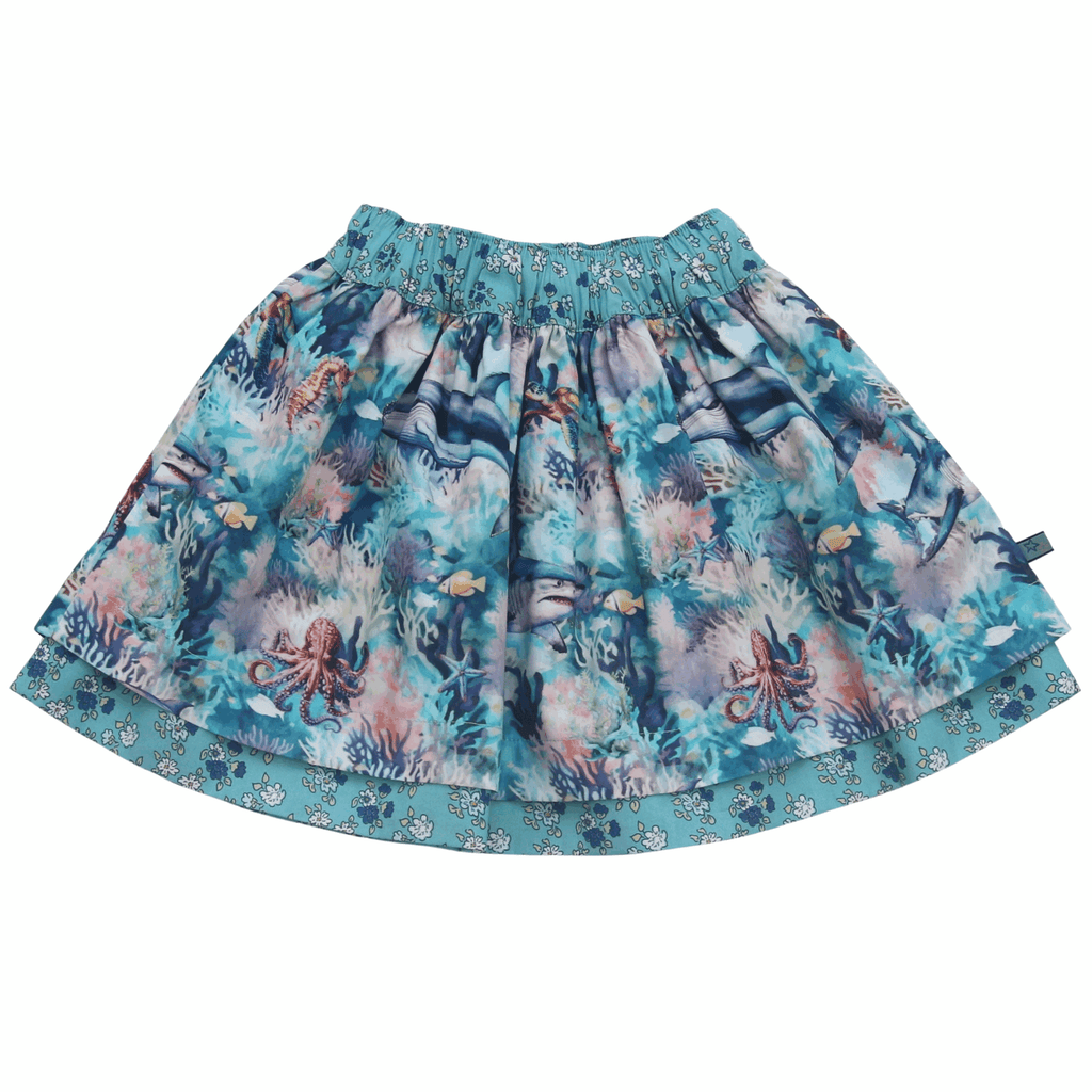 ENFANT TERRIBLE - Wenderock mit Unterwasser und Miniblümchendruck in türkis/blau -40% reduziert!