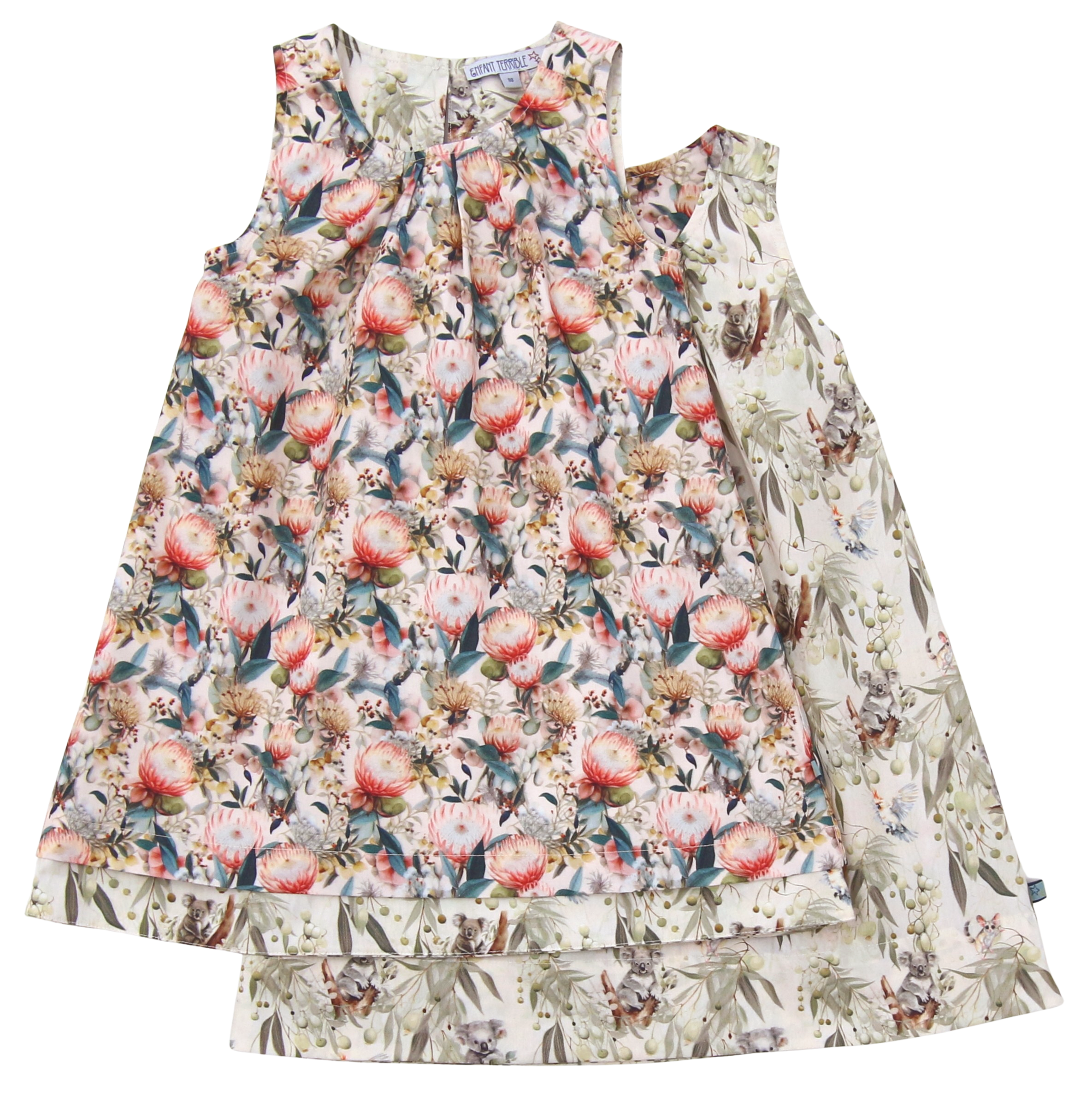 ENFANT TERRIBLE - Wendekleid mit Proteablumen und Koaladruck in Farbe light sun/pale green