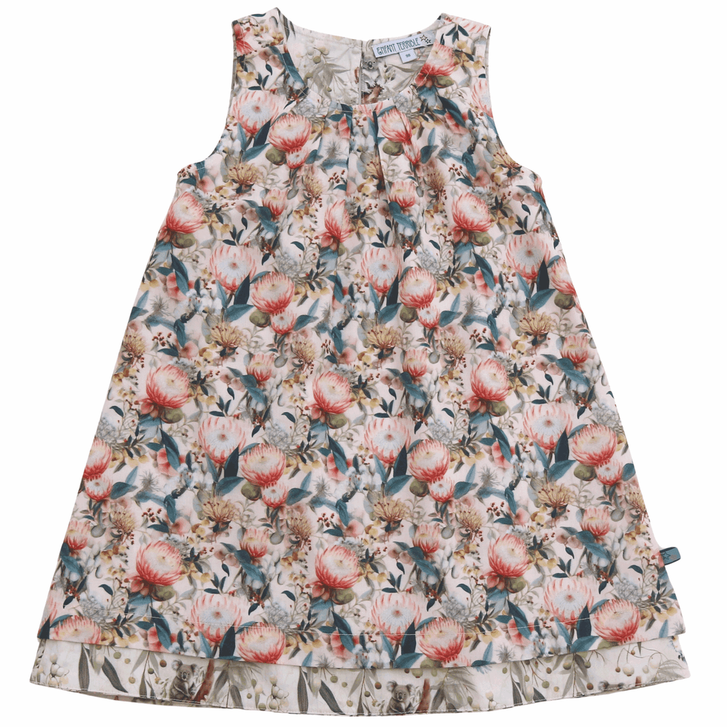 ENFANT TERRIBLE - Wendekleid mit Proteablumen und Koaladruck in Farbe light sun/pale green