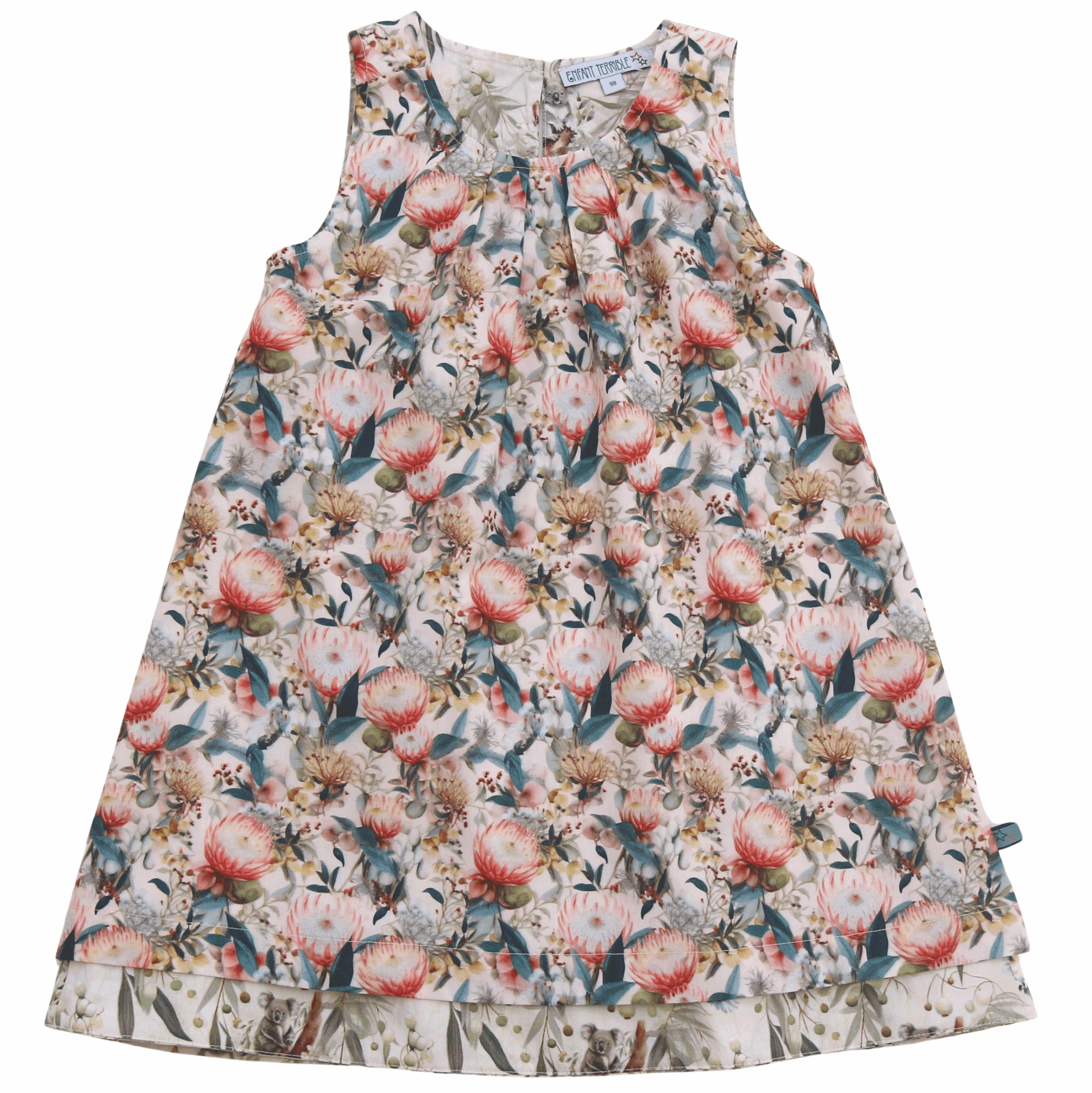 ENFANT TERRIBLE - Wendekleid mit Proteablumen und Koaladruck in Farbe light sun/pale green