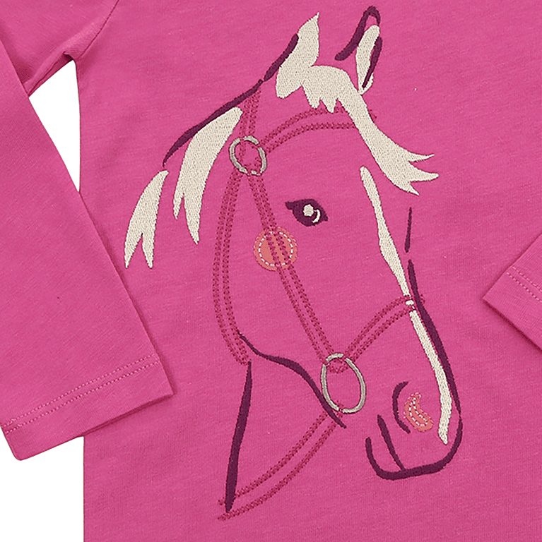 ENFANT TERRIBLE - Shirt mit Pferdekopf in fuchsia - aufwendige Stickerei!
