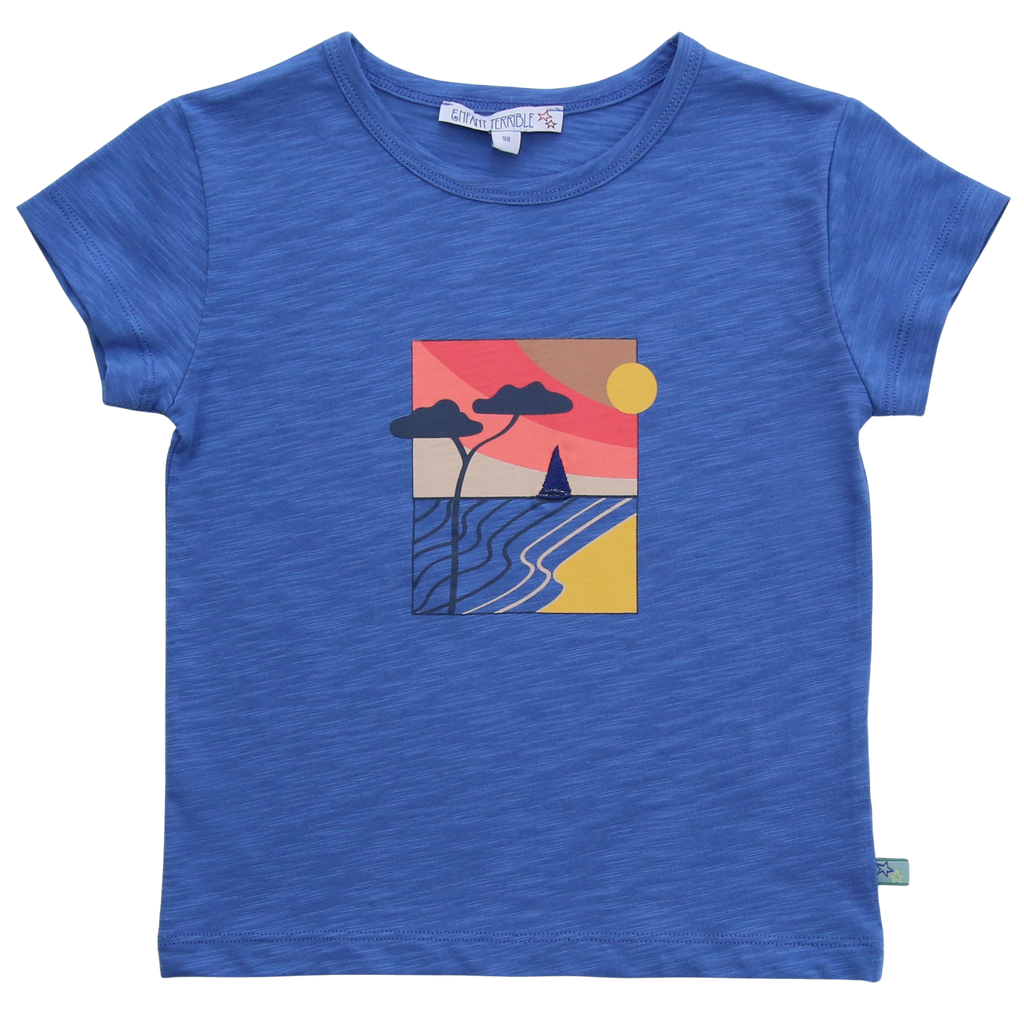 ENFANT TERRIBLE - Shirt mit Stranddruck in sky blue noch in Gr. 122/128 reduziert!