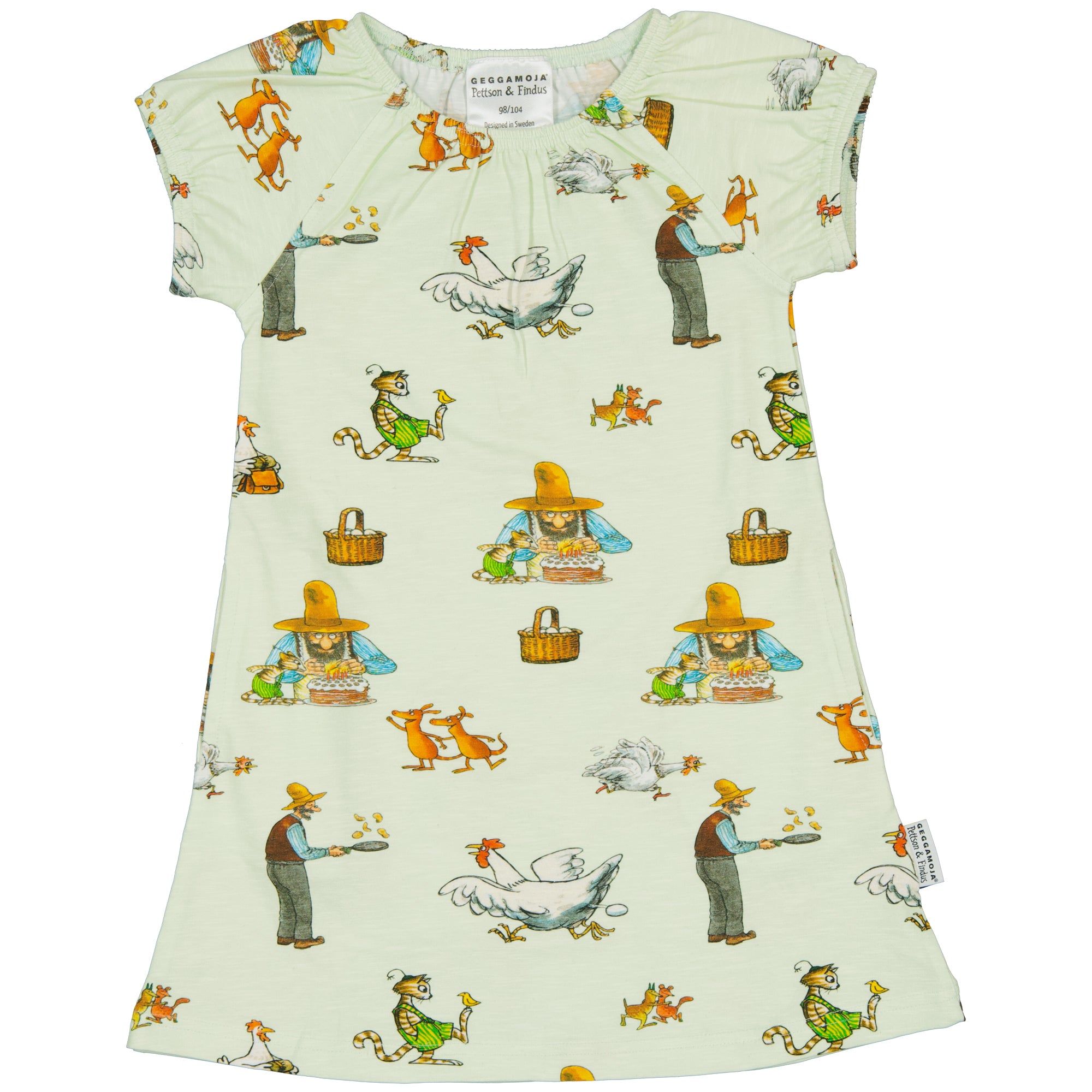 Kleid mit Pettersson und Findus Motiv in Farbe light green