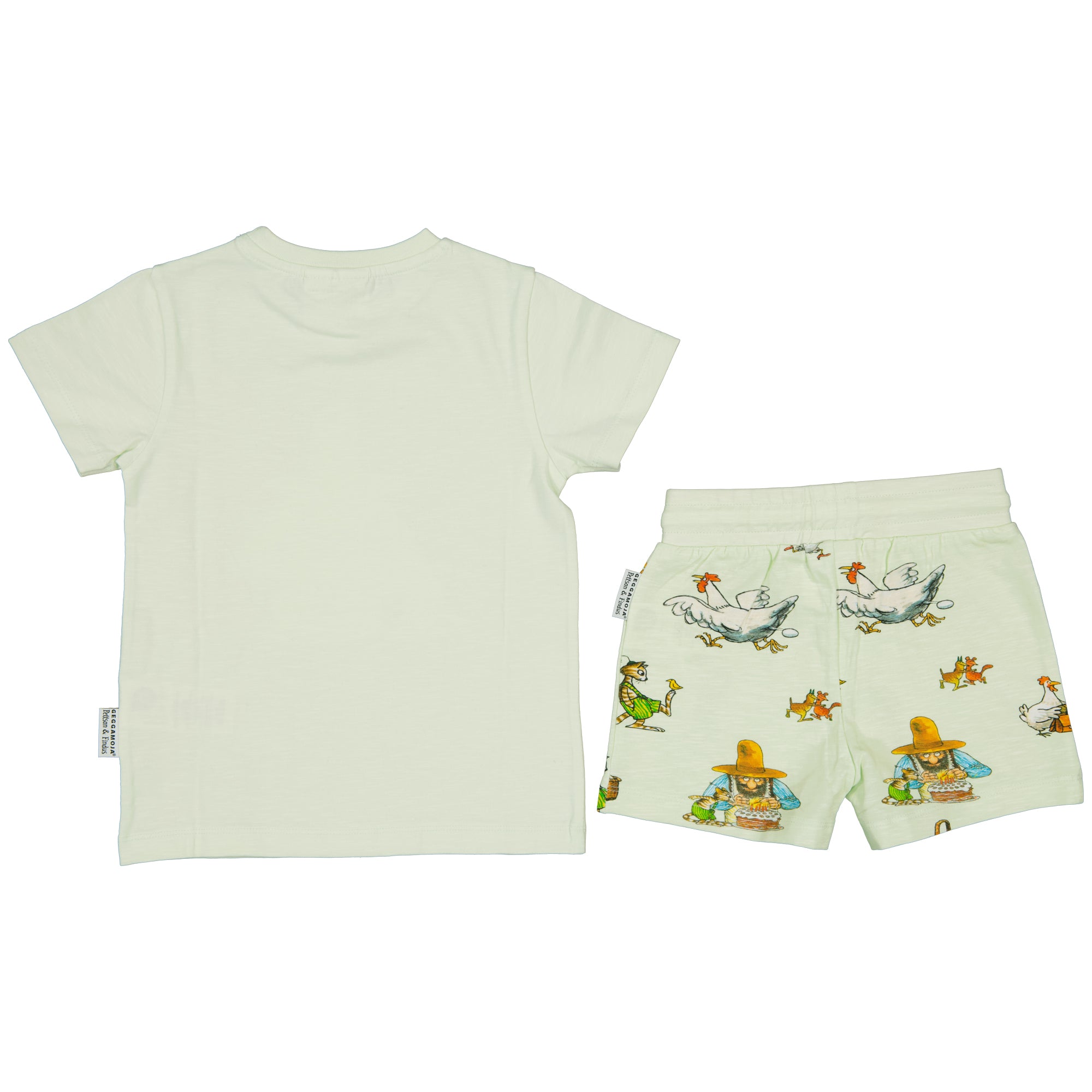 Sommer-Set mit Shirt und Shorts Pettersson und Findus Motiv Farbe light green