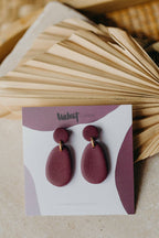 ILVA - ovale merlot farbene Polymer Ton Ohrringe