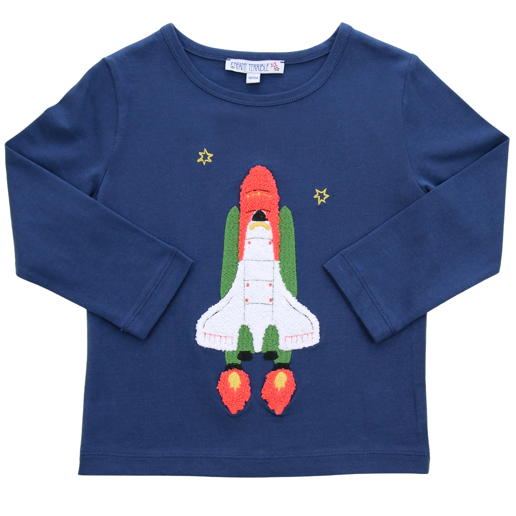 ENFANT TERRIBLE  Shirt mit Bouclé Raketenstickerei in midnight