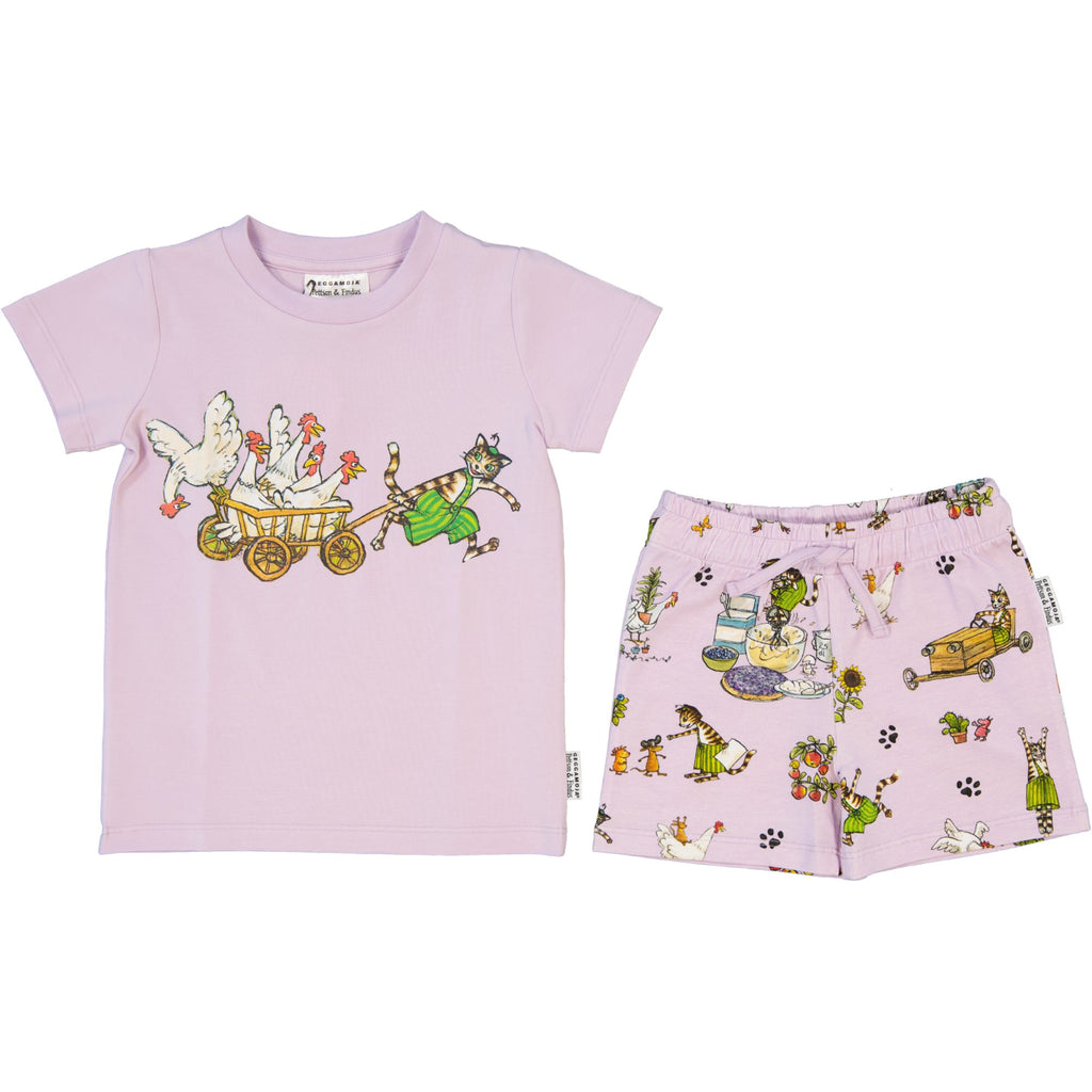 Sommer-Set mit Shirt und Shorts Pettersson und Findus Farbe flieder von Geggamoja
