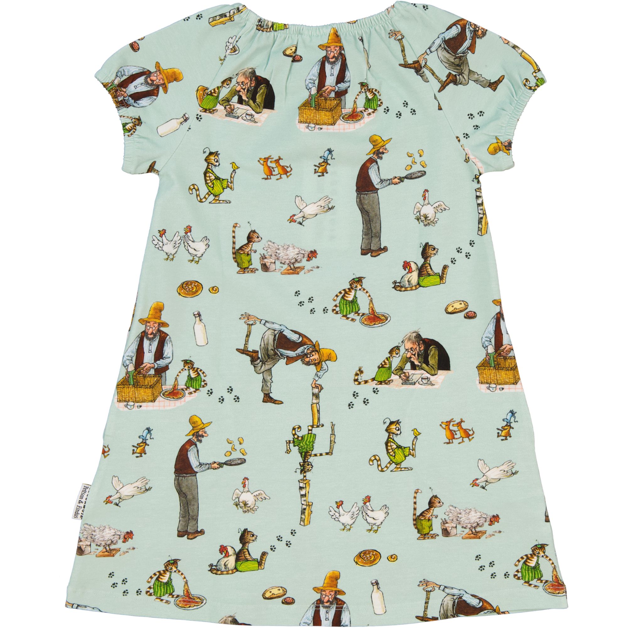 Kleid mit Pettersson und Findus Motiv in Farbe mint von Geggamoja