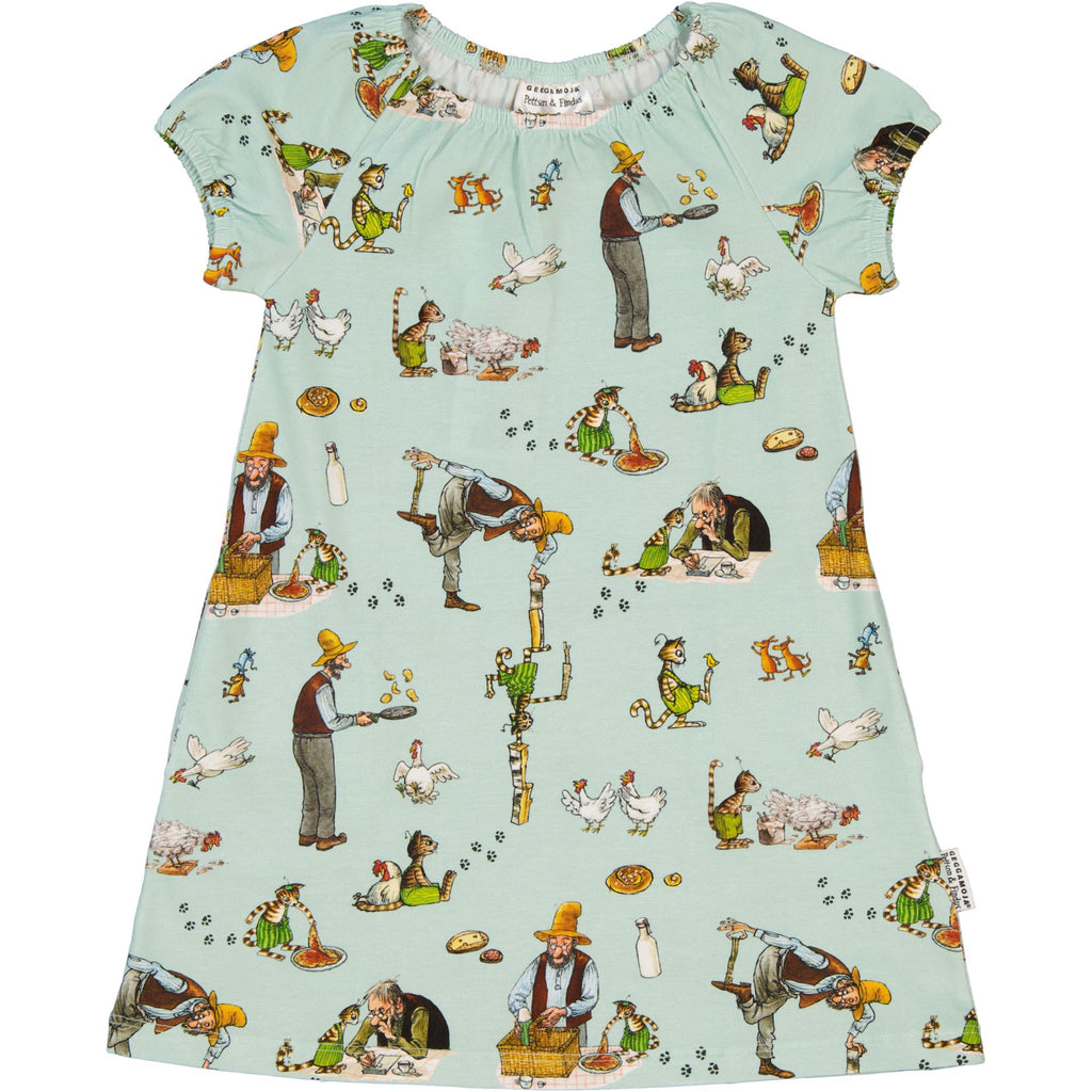 Kleid mit Pettersson und Findus Motiv in Farbe mint von Geggamoja