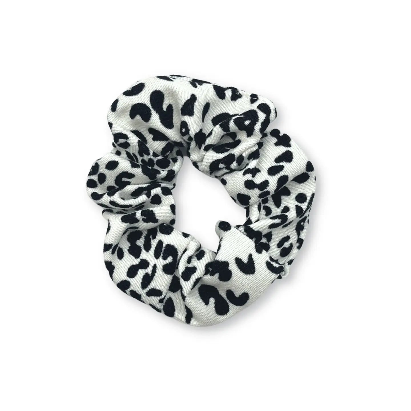 Handmade Scrunchie mit Leopardendruck weiß