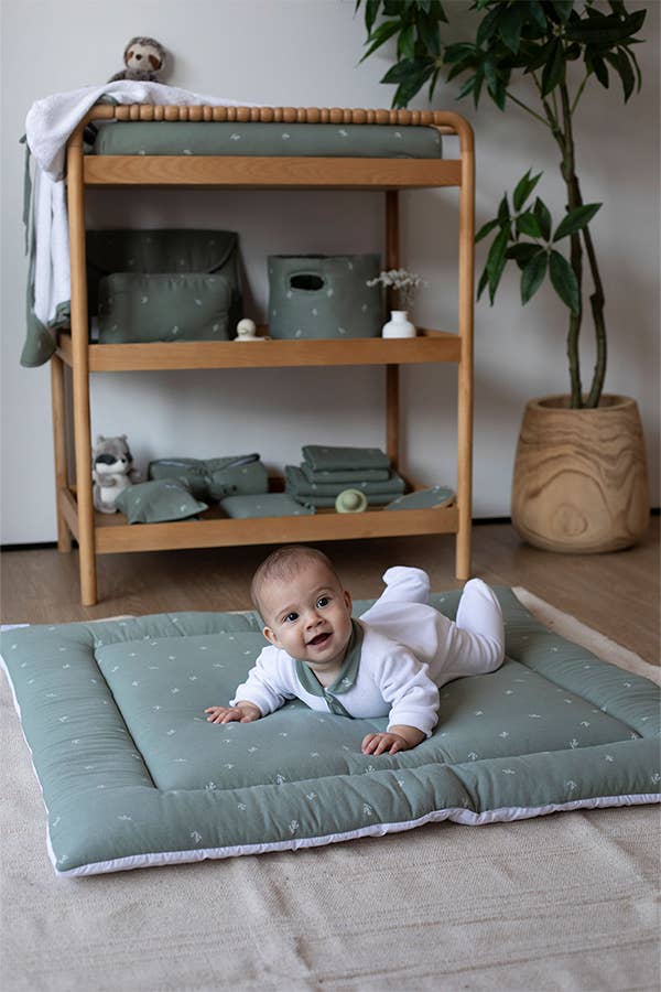 Baby Spielmatte / Krabbeldecke aus Biobaumwolle - Farbe eucalyptus
