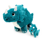 LES PTIPOTOS - 40 cm Plüsch Mama & Baby Triceratops blau
