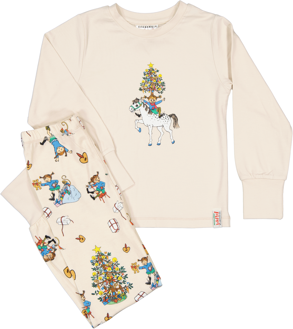 Schlafanzug Pyjama 2teilig mit Pippi Langstrumpf Weihnachtsmotiv