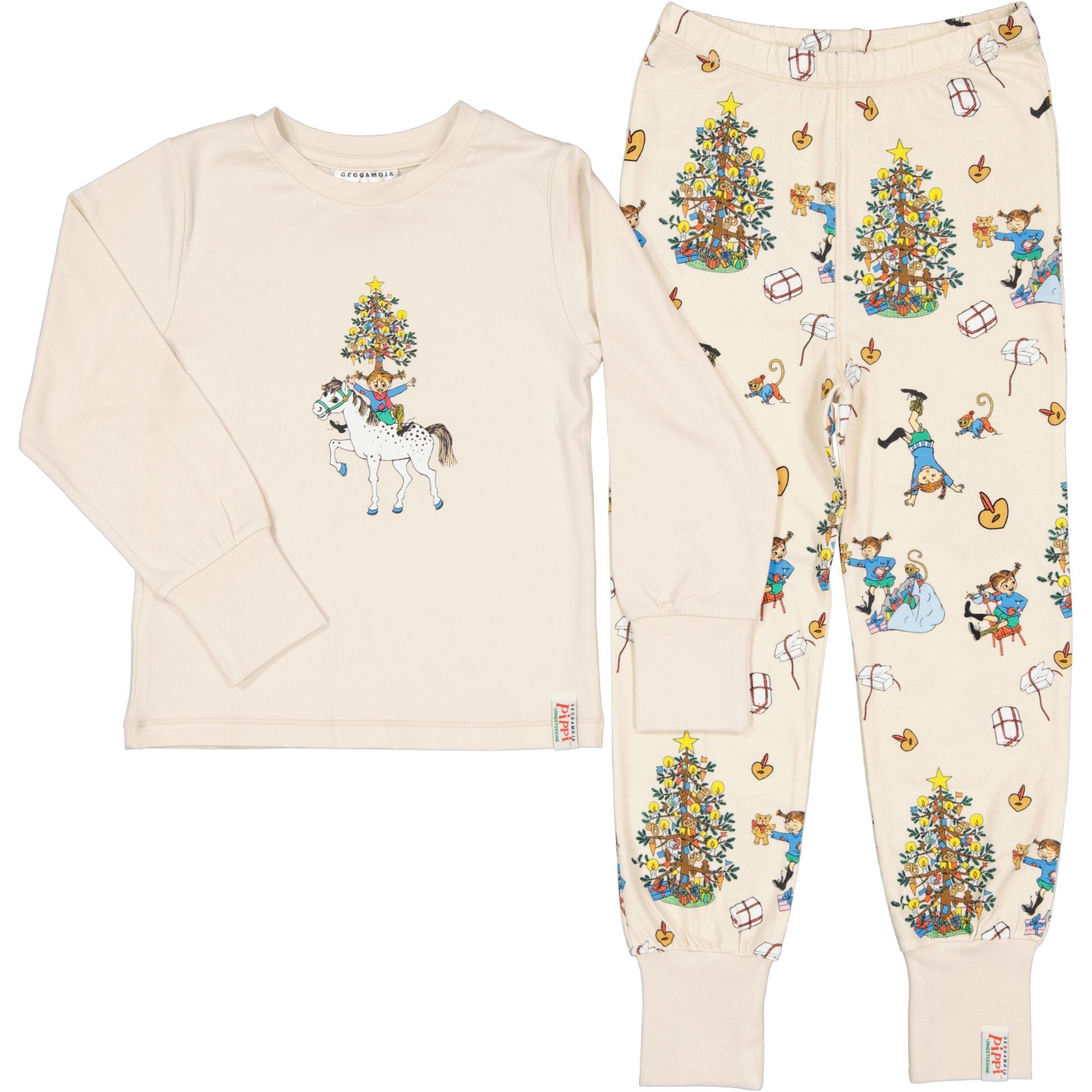 Schlafanzug Pyjama 2teilig mit Pippi Langstrumpf Weihnachtsmotiv
