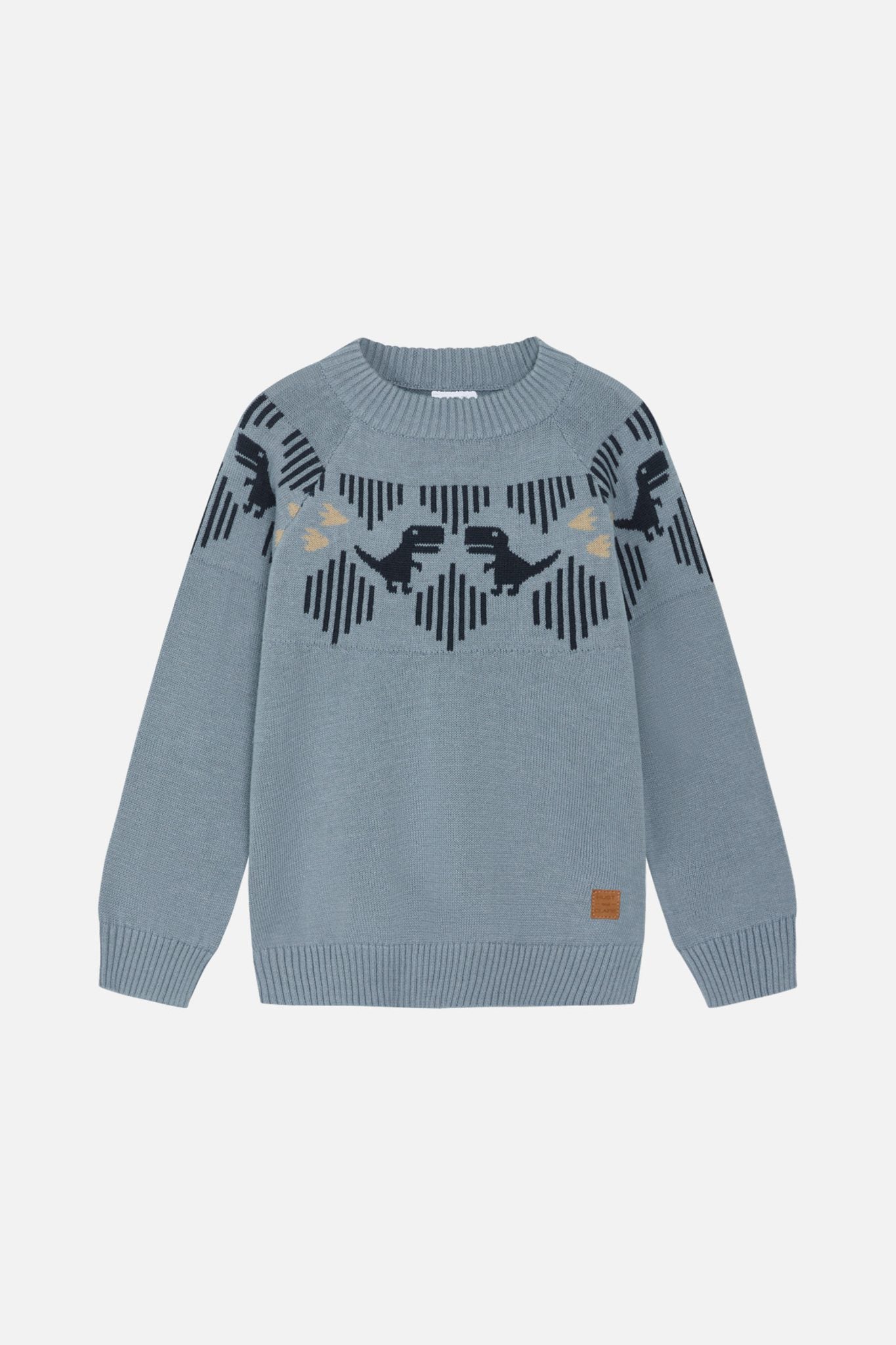 Hust & Claire HCPorter Strickpullover mit Dino Intarsie graublau -50% reduziert!