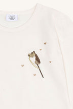 Hust & Claire HC Alma Langarmshirt mit Steckenpferd-Stickerei Farbe creme