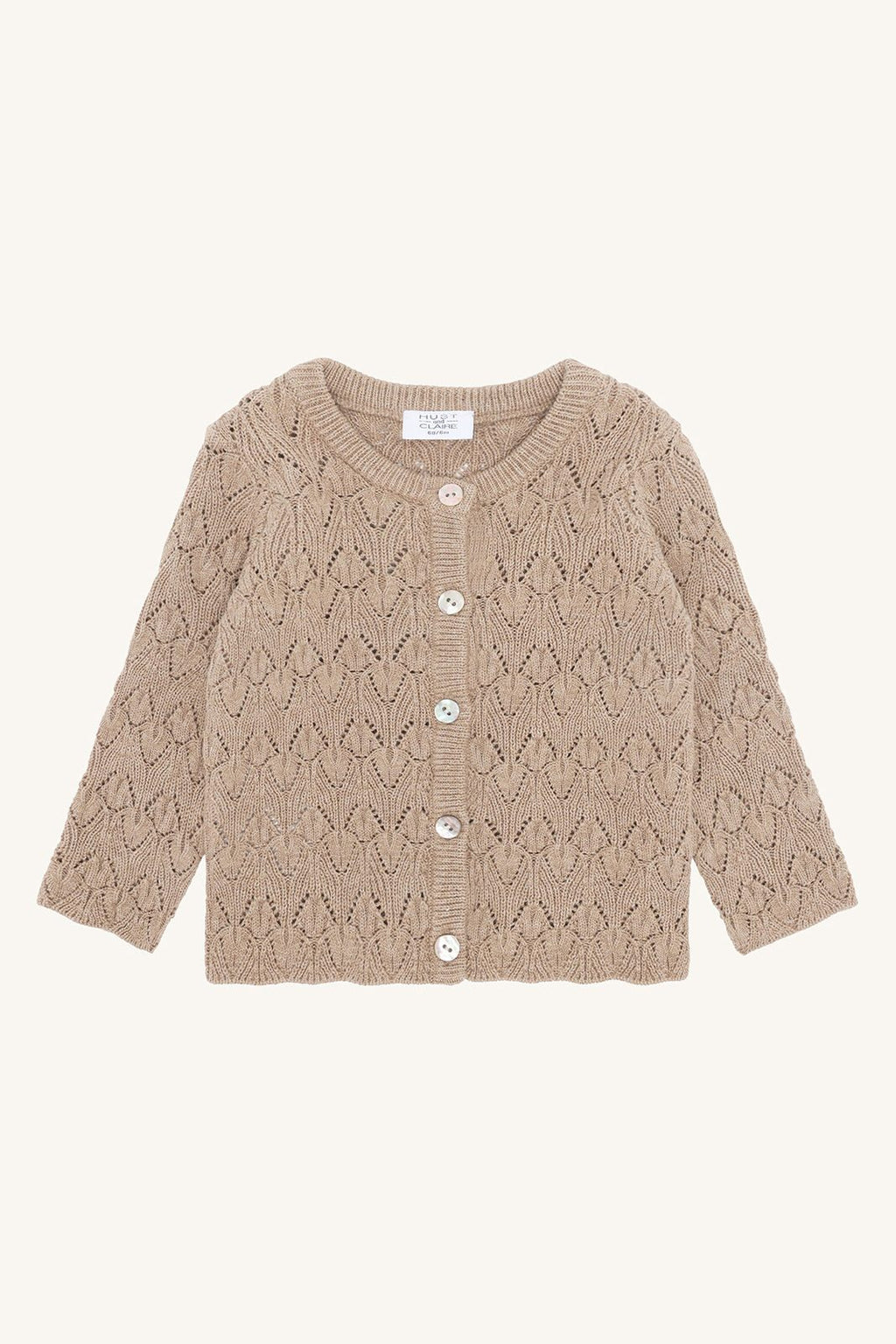 Hust & Claire Ajourstrickjacke HC Cilija Pointelle rugby tan