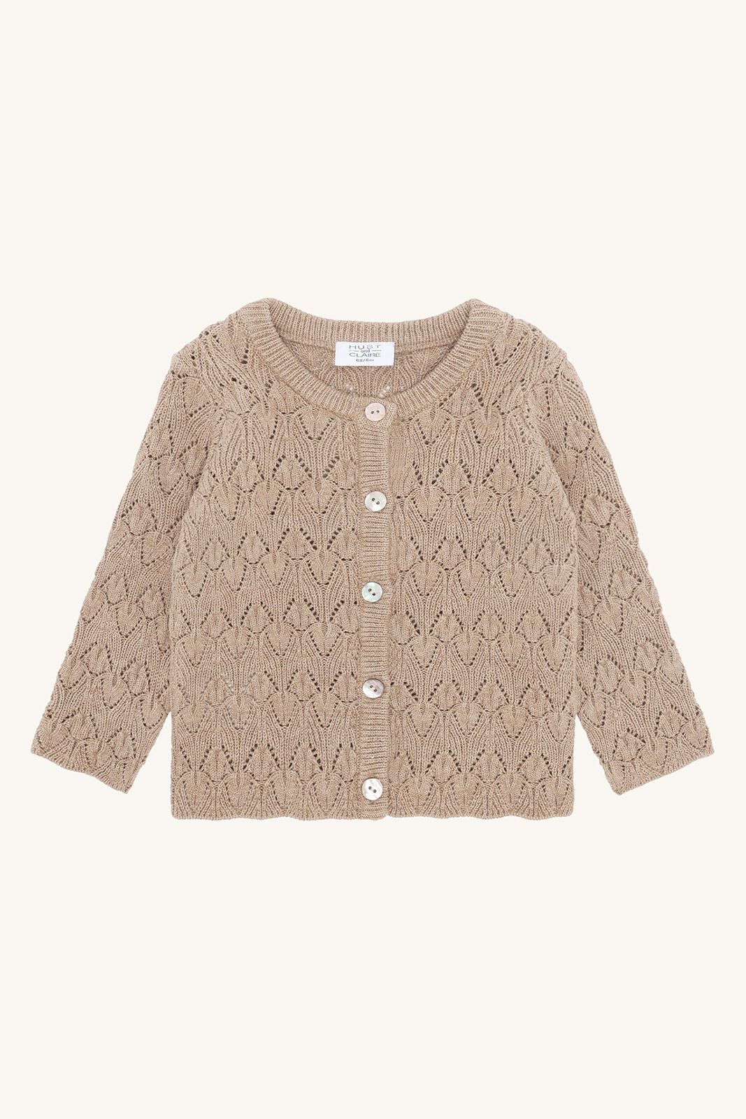 Hust & Claire Ajourstrickjacke HC Cilija Pointelle rugby tan