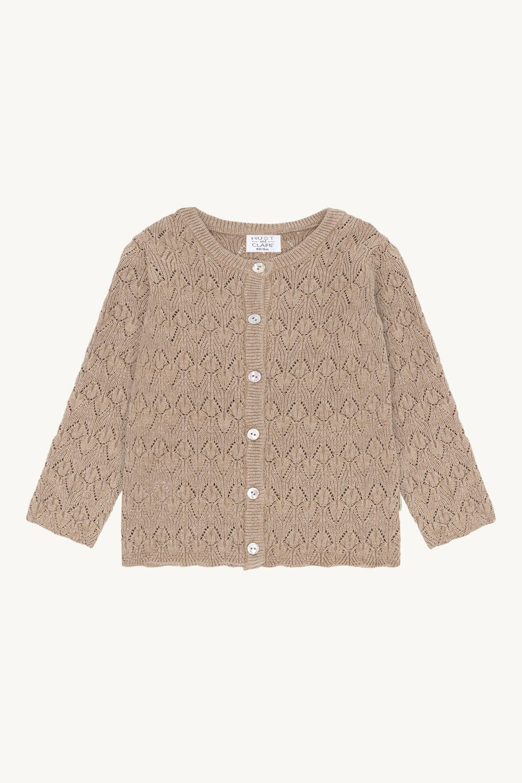 Hust & Claire Ajourstrickjacke HC Cilija Pointelle rugby tan