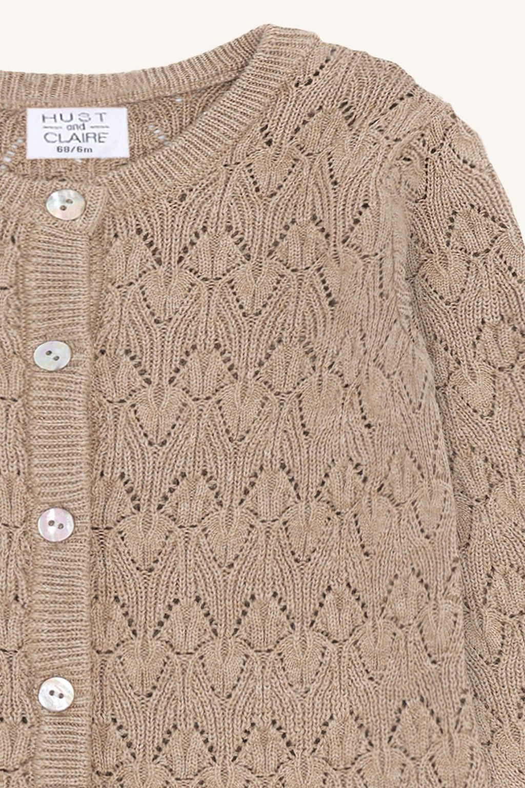 Hust & Claire Ajourstrickjacke HC Cilija Pointelle rugby tan