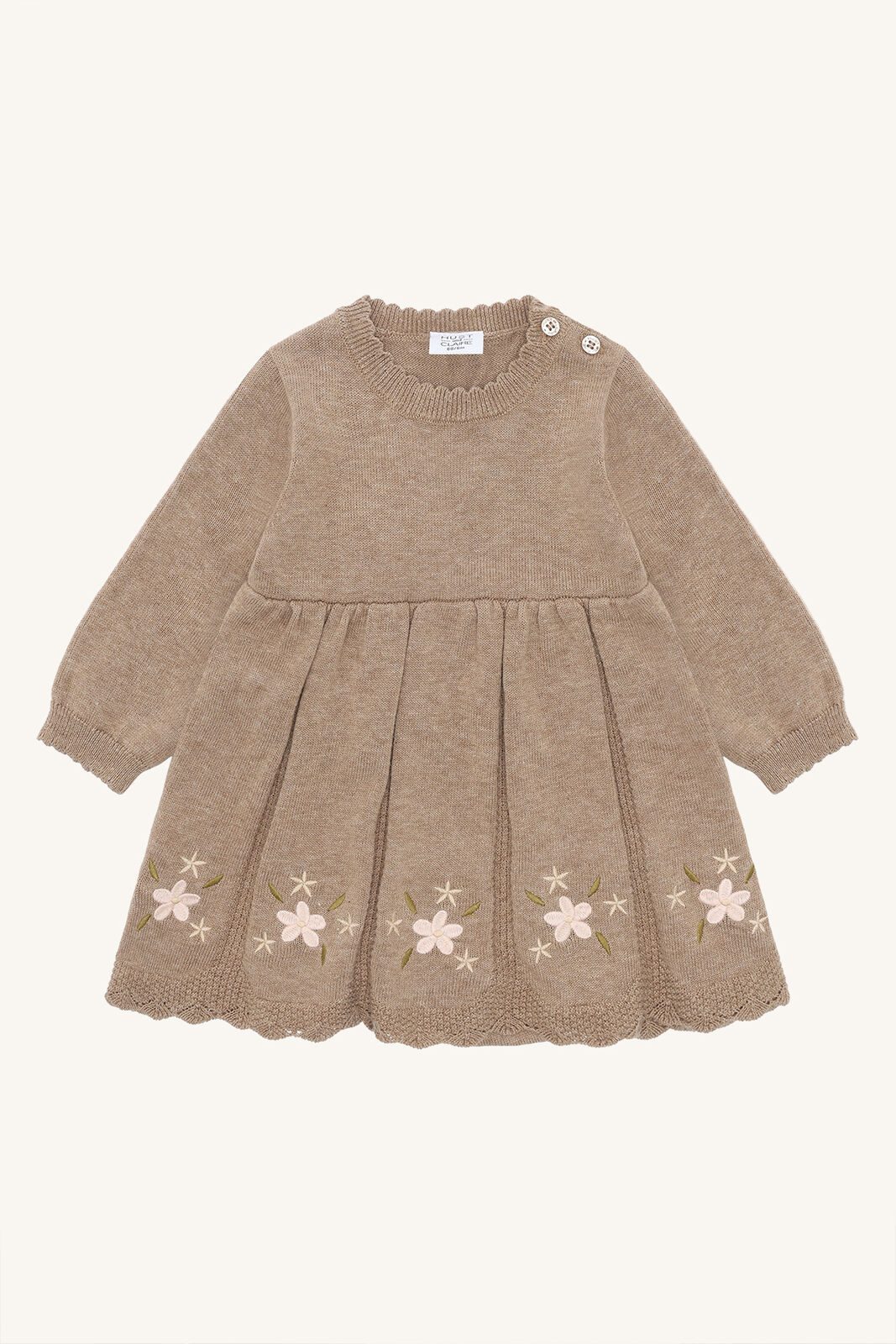 Hust & Claire HCKlara flower Babybodykleid aus Strick mit Stickerei und schönen Details