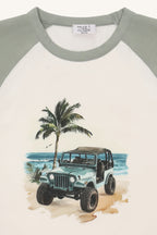 Hust & Claire HCAnton Jeep T-shirt mit Printmotiv Jeep am Meer mit Palme