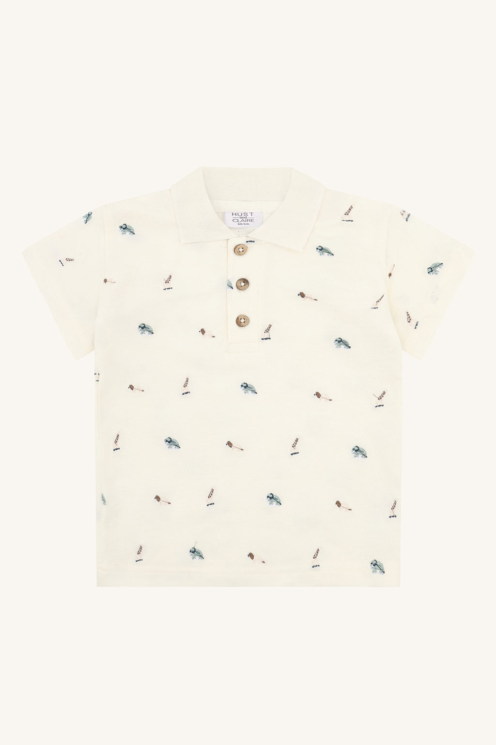 Hust & Claire HCAdrian Animal - Poloshirt mit gestickten wilden Tieren Farbe creme