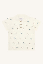 Hust & Claire HCAdrian Animal - Poloshirt mit gestickten wilden Tieren Farbe creme