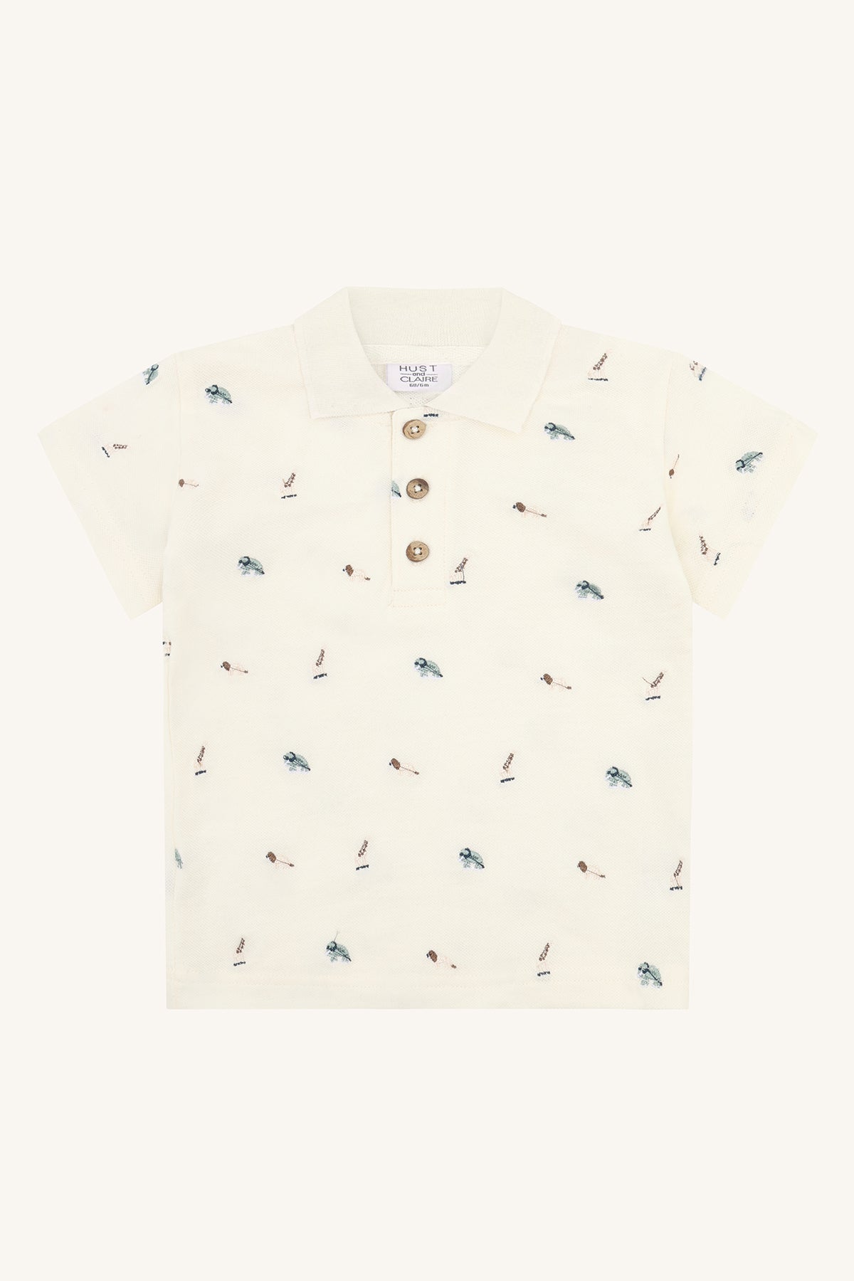 Hust & Claire HCAdrian Animal - Poloshirt mit gestickten wilden Tieren Farbe creme