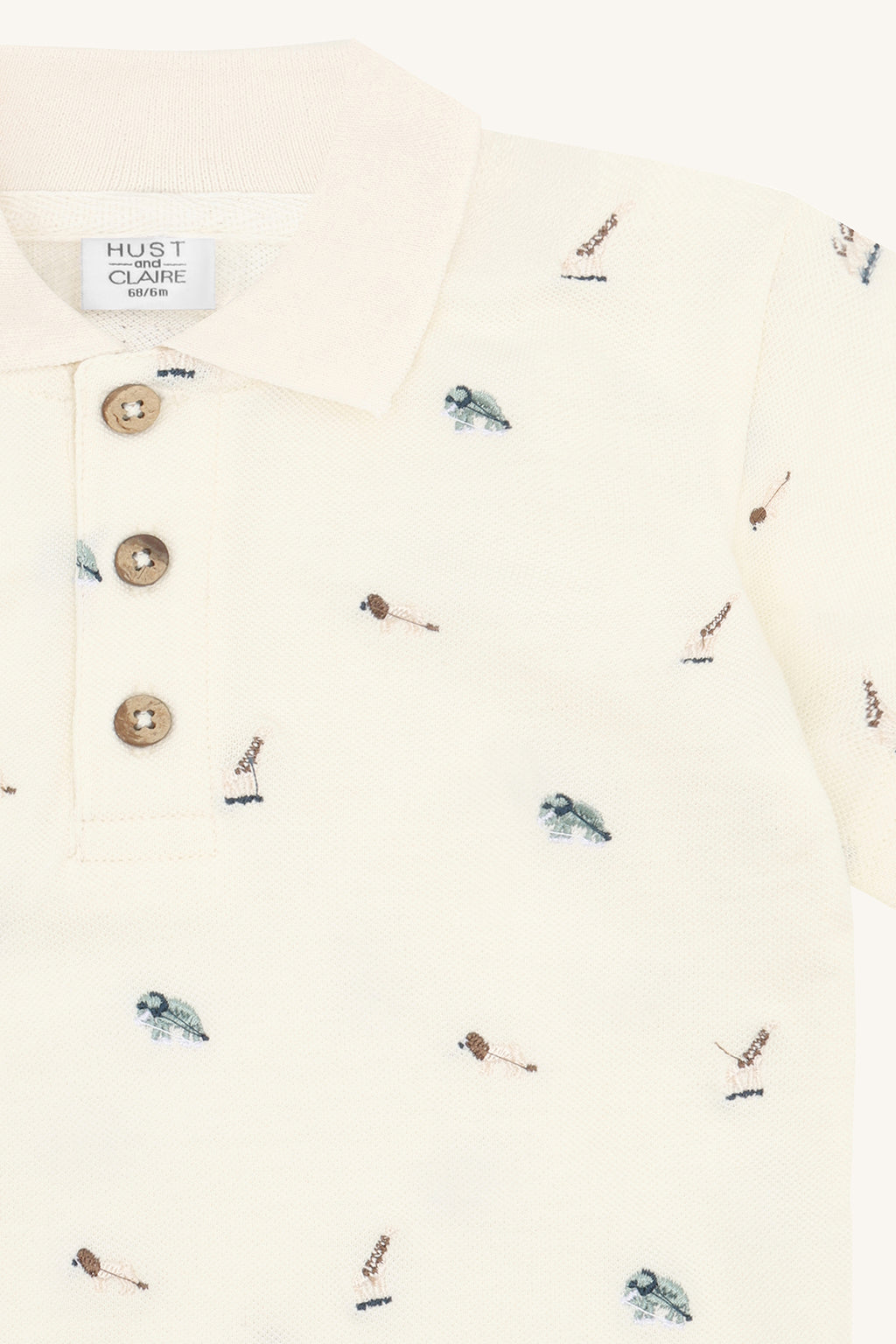 Hust & Claire HCAdrian Animal - Poloshirt mit gestickten wilden Tieren Farbe creme