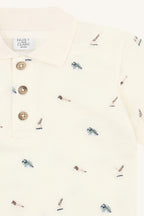 Hust & Claire HCAdrian Animal - Poloshirt mit gestickten wilden Tieren Farbe creme