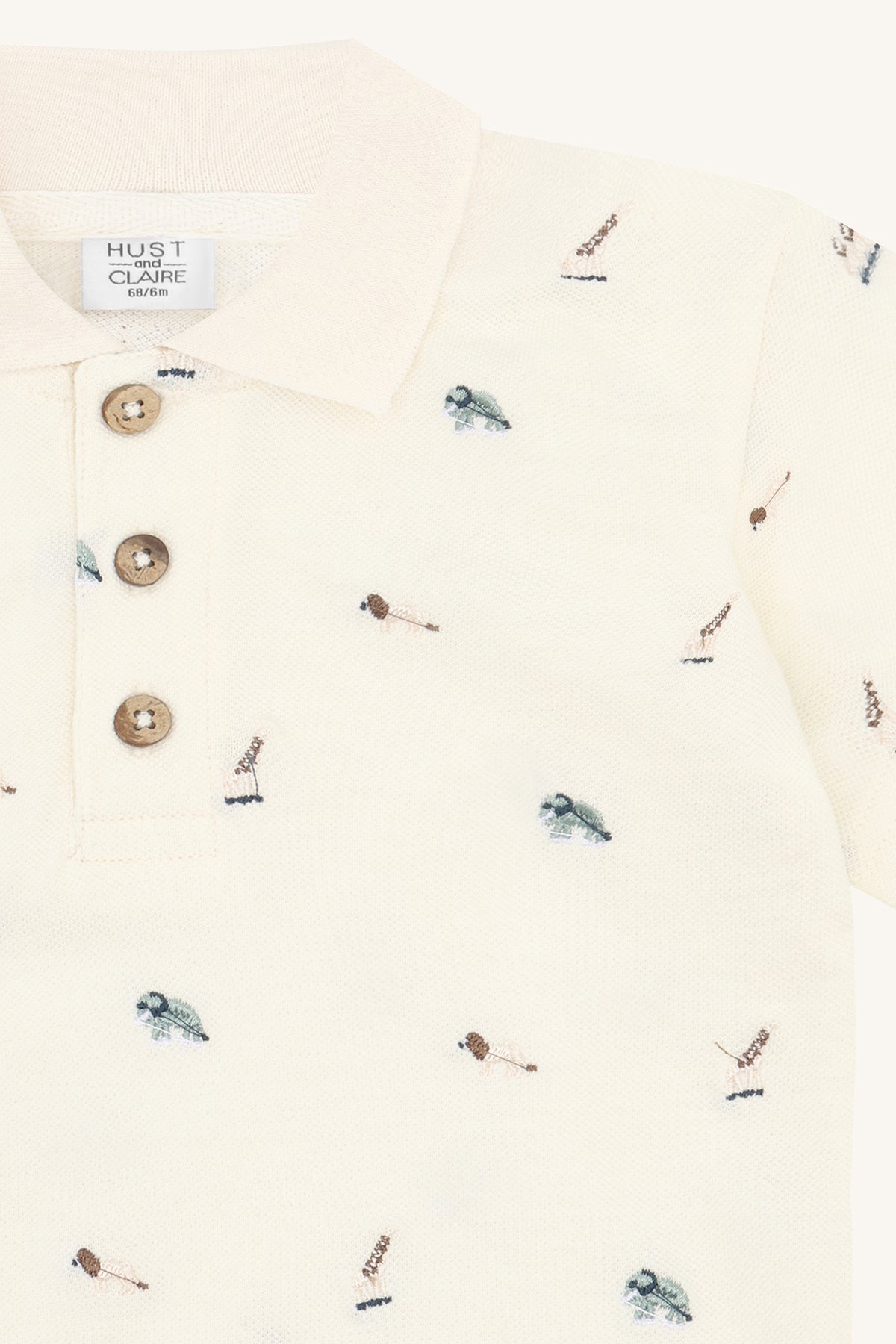 Hust & Claire HCAdrian Animal - Poloshirt mit gestickten wilden Tieren Farbe creme