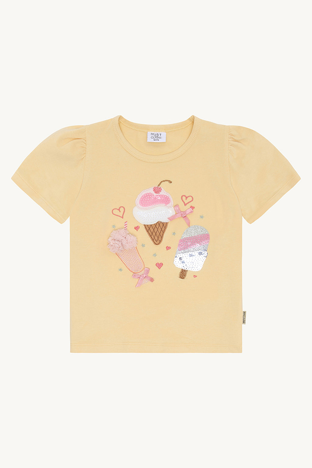 Hust & Claire HCAlma Ice cream -T-shirt in gelb mit Eis Applikation