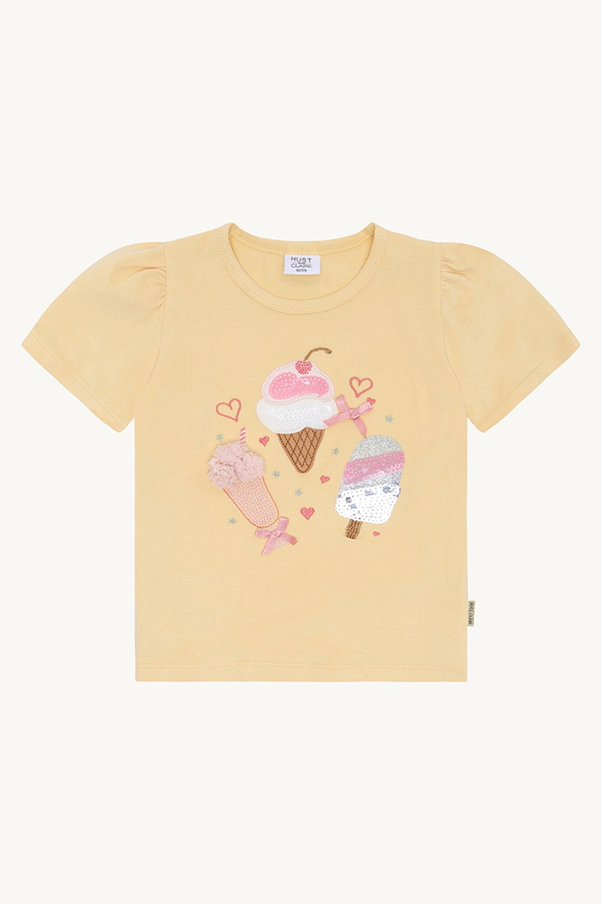 Hust & Claire HCAlma Ice cream -T-shirt in gelb mit Eis Applikation