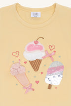 Hust & Claire HCAlma Ice cream -T-shirt in gelb mit Eis Applikation