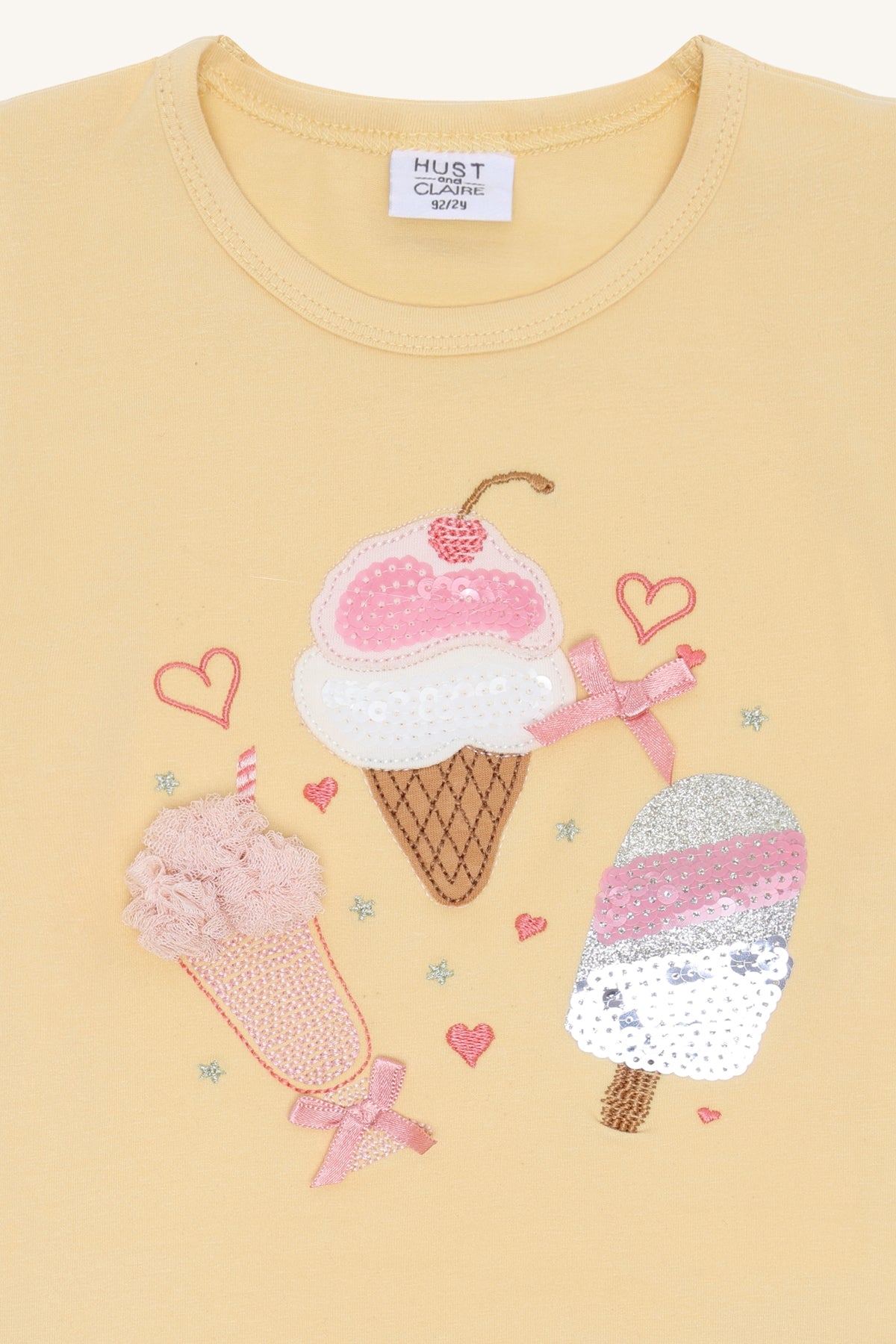 Hust & Claire HCAlma Ice cream -T-shirt in gelb mit Eis Applikation