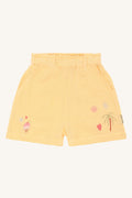 Hust & Claire HCHelena Dobby - Coole Shorts aus Musseline bestickt in zartem gelb