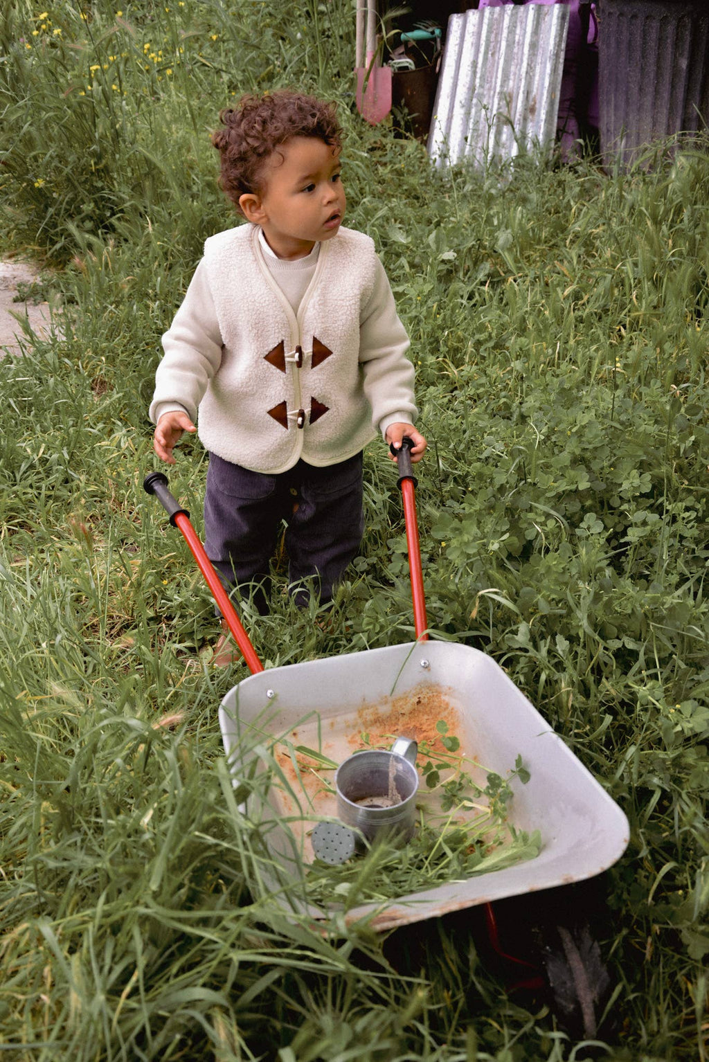 Unisex Baby-Kleinkind Teddyweste mit kariertem Futter