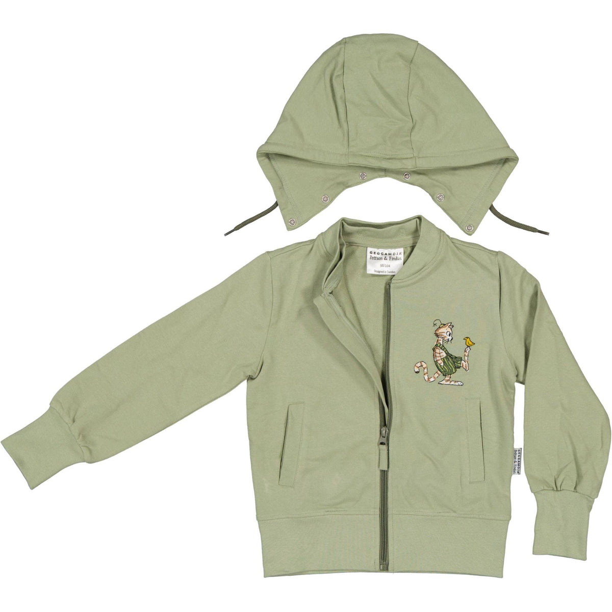 Hoodie mit abnehmbarer Kapuze Pettersson und Findus Olivgrün