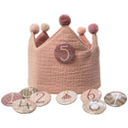 Papierdrachen Geburtstagskrone aus  Musselin - Rosa - mit Buttons