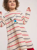Pippi Langstrumpf -  Kleid Pippi Streifen – Beige/Rot/Blau Sweatstoff